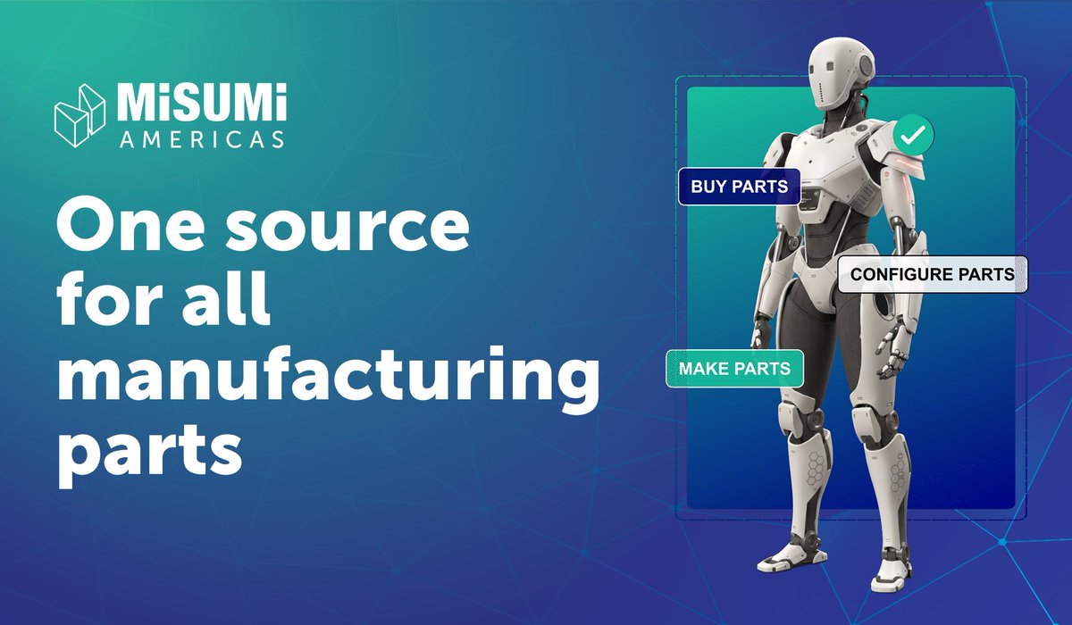 fictiv's tweet photo. Today, we're introducing MISUMI Americas.

By combining Fictiv's AI-powered digital manufacturing platform with MISUMI's 60+ year legacy of industrial precision, we're building something engineers have never had access to before: a single partner for their entire mechanical BOM, spanning standard, configurable, and custom parts.

Backed by a $1B global investment in AI and digital manufacturing, MISUMI Americas is taking U.S. manufacturing to the next level. 🚀

Learn more: https://t.co/niigZnjP4S