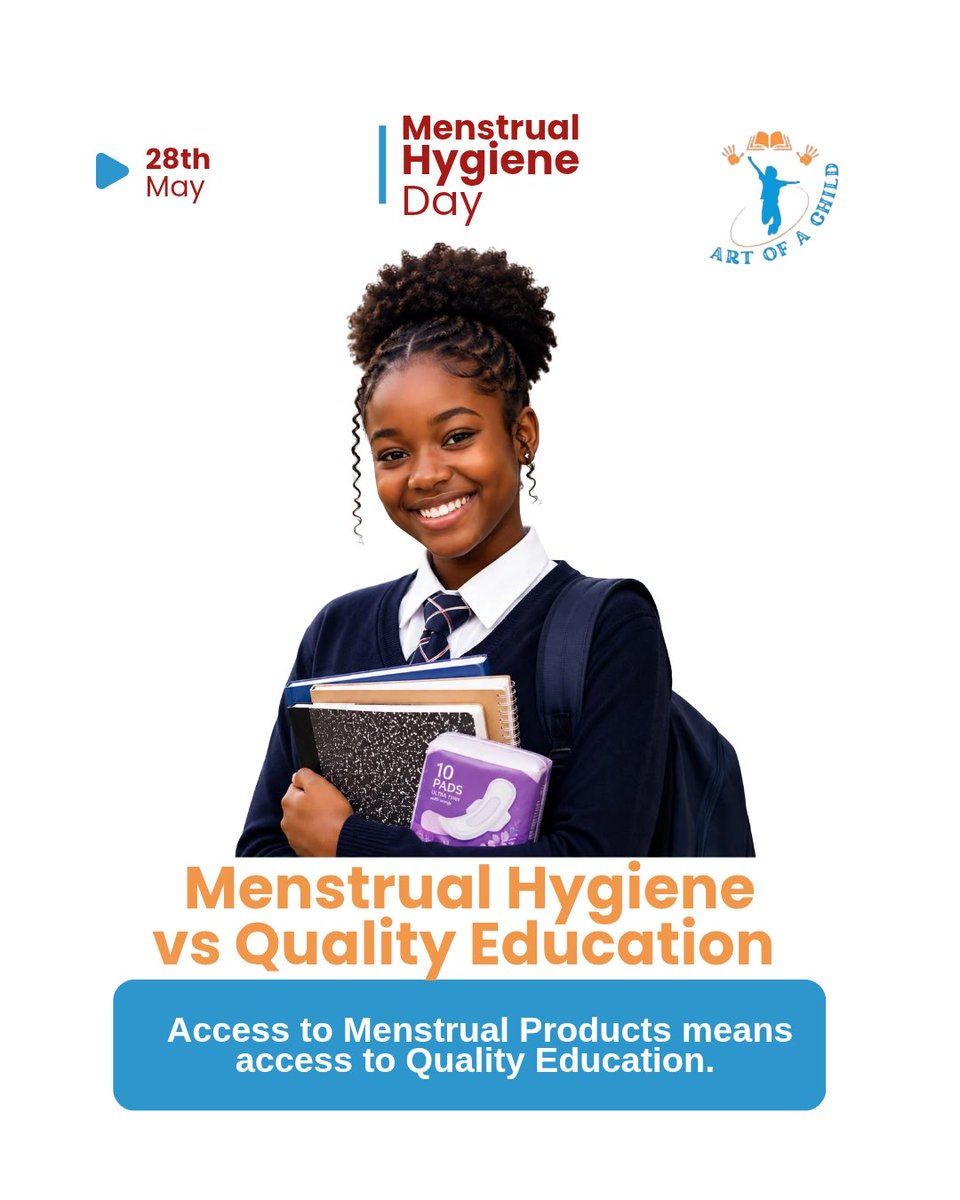 artofachildug's tweet photo. Today is Menstrual Hygiene Day and it highlights the importance of menstrual health and its impact on education. 

By providing proper menstrual hygiene management in schools and promoting open discussions, we can help dismantle stigma and empower girls to stay in class https://t.co/jsSfGuxSRt