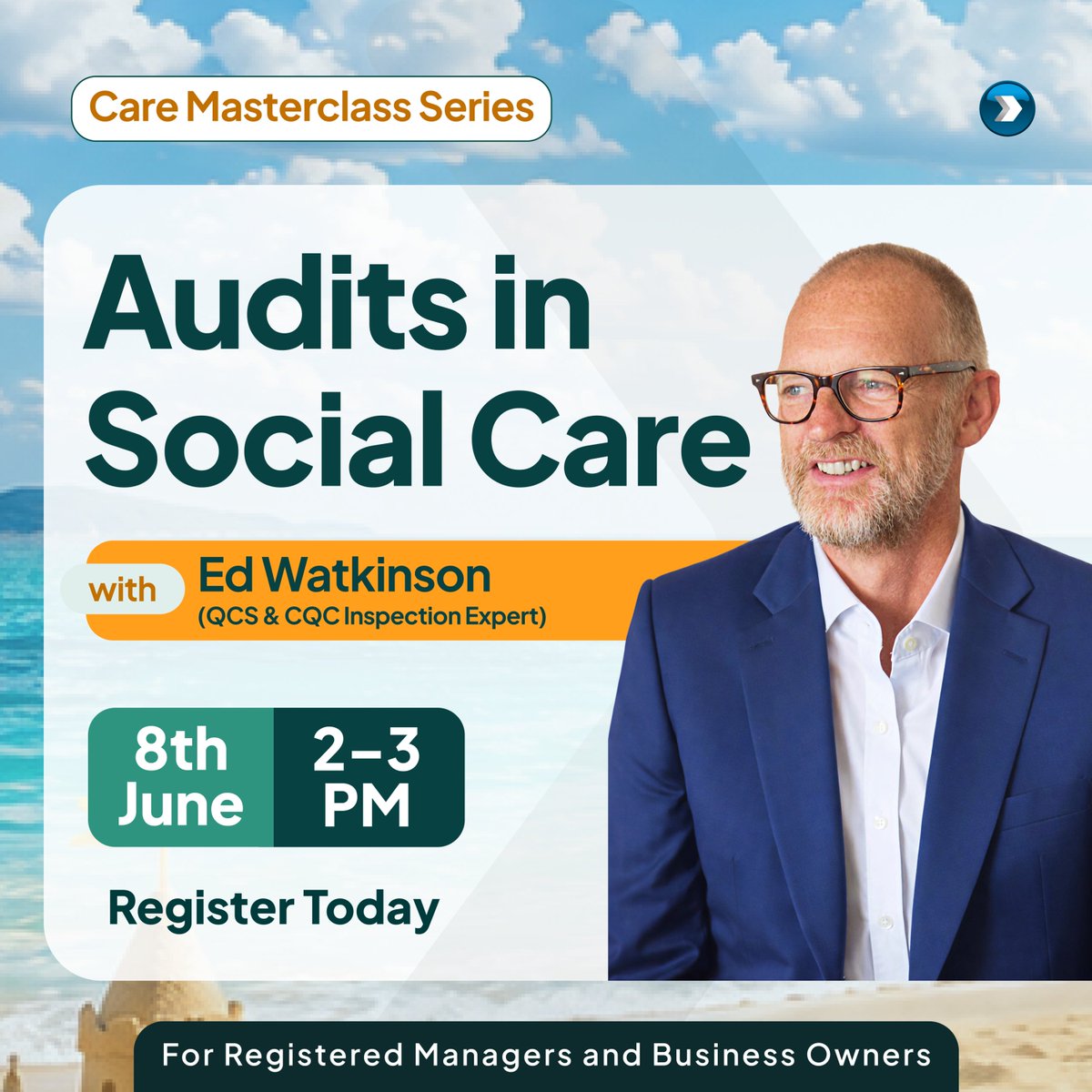 AccessSkills's tweet photo. Your CQC audit could make or break your rating.

Join former CQC inspector Ed Watkinson for a FREE webinar on Audits in Social Care: Purpose, Format &amp; Content

📅 Mon 8th June
⏰ 2:00 – 3:00 PM

👉 Save your seat now: https://t.co/MJP0eZevOD

#SocialCare #CQCAudit #CareManagers https://t.co/6zC4SJ0BIL