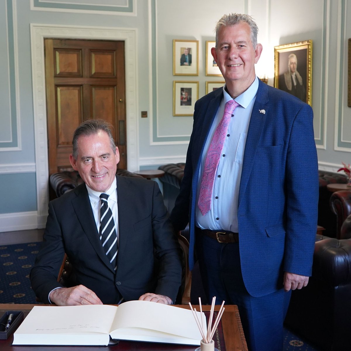 niassembly's tweet photo. The Speaker welcomed His Excellency Mr Hamish Cooper, High Commissioner of New Zealand to the UK to Parliament Buildings today. https://t.co/0pZZ2rtFfR