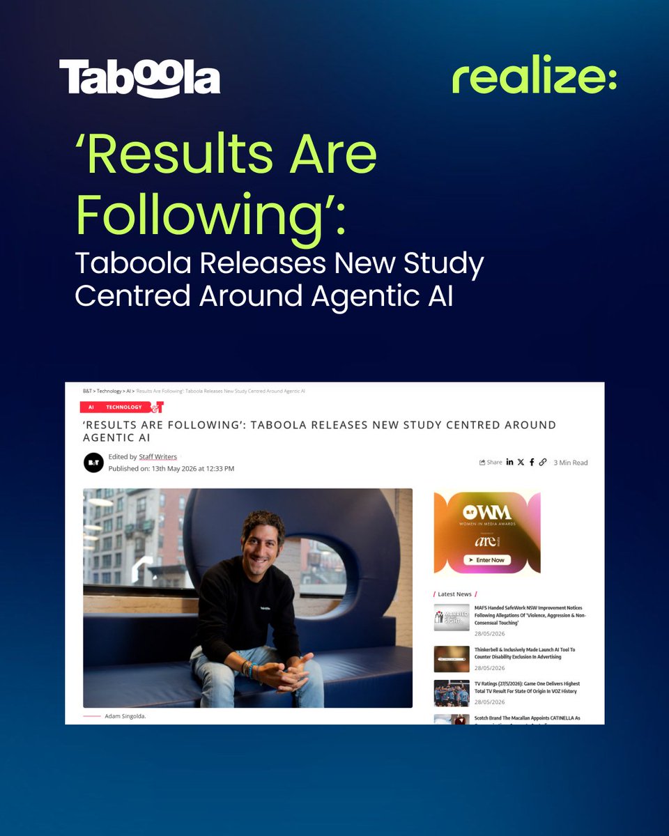 RealizeAds's tweet photo. 76% of performance marketers are seeing real AI-driven performance gains but almost all of it is locked inside search and social.

80% say they'd move budget to the open web if agentic AI existed there. 
The good news? It does now. Realize+ is live in beta.

Read the B&T piece to see exactly where the integration wall hits hardest: https://t.co/eESSxINn90 

Where do you stand? Is your media mix ready to embrace agentic AI?
