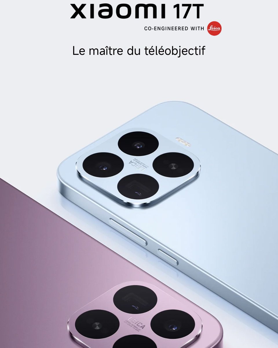 UX_Tech_FR's tweet photo. Le Xiaomi 17T est désormais disponible en France 🛒 https://t.co/2tdF77cFhJ
Téléobjectif Leica 5x | Écran AMOLED 120Hz | Batterie 6500mAh | Charge 67W | Dimensity 8500 Ultra | IP68 | Xiaomi AISP
#Xiaomi17T #XiaomiFrance #Xiaomi #Leica #UxTech https://t.co/BzSOjwUKV7