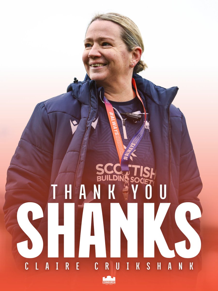 EdinburghRugby's tweet photo. Thank you, Shanks 🧡

Claire Cruikshank departs the club after three historic seasons as Edinburgh Rugby Women's Head Coach, taking up a new role with as National Academy Manager for the Scottish Rugby Women's programme 🏉

Full story: https://t.co/vs7hkN2eqw https://t.co/vxJfV96lPJ