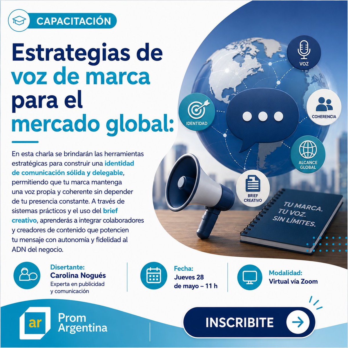 CtesExporta's tweet photo. 🚀🌎 ¿Tu marca tiene una voz clara y coherente?

Aprendé a construir una comunicación auténtica, delegable y alineada con la identidad de tu negocio.

💡 Estrategia, brief creativo y contenido con propósito.

👉 Inscribite: https://t.co/OKip9tTvsR https://t.co/VTQ7TkSDEw