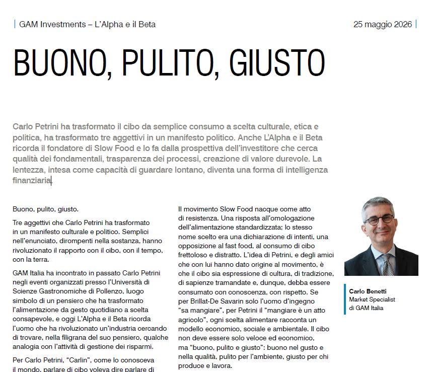 carlobenetti's tweet photo. Buono Pulito Giusto. Anche #alphaebeta ricorda il fondatore di @SlowFoodItaly dalla prospettiva degli investimenti, riconoscendo similitudini e vicinanze valoriali. link all'editoriale
https://t.co/7mQ0YwApjr https://t.co/Cbz7tZe09K