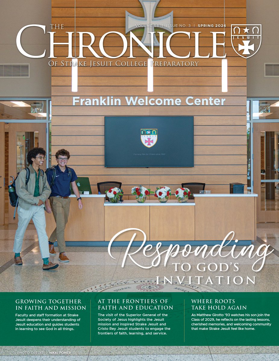 StrakeJesuit's tweet photo. The 2026 Spring Issue of The Chronicle is hitting the mailboxes! Read about how faculty and staff formation helps guide students, the recent visit of the Superior General of the Society of Jesus, alumni updates, and more on our website! https://t.co/4tv4i8HCRL https://t.co/QS3kMMpkIo
