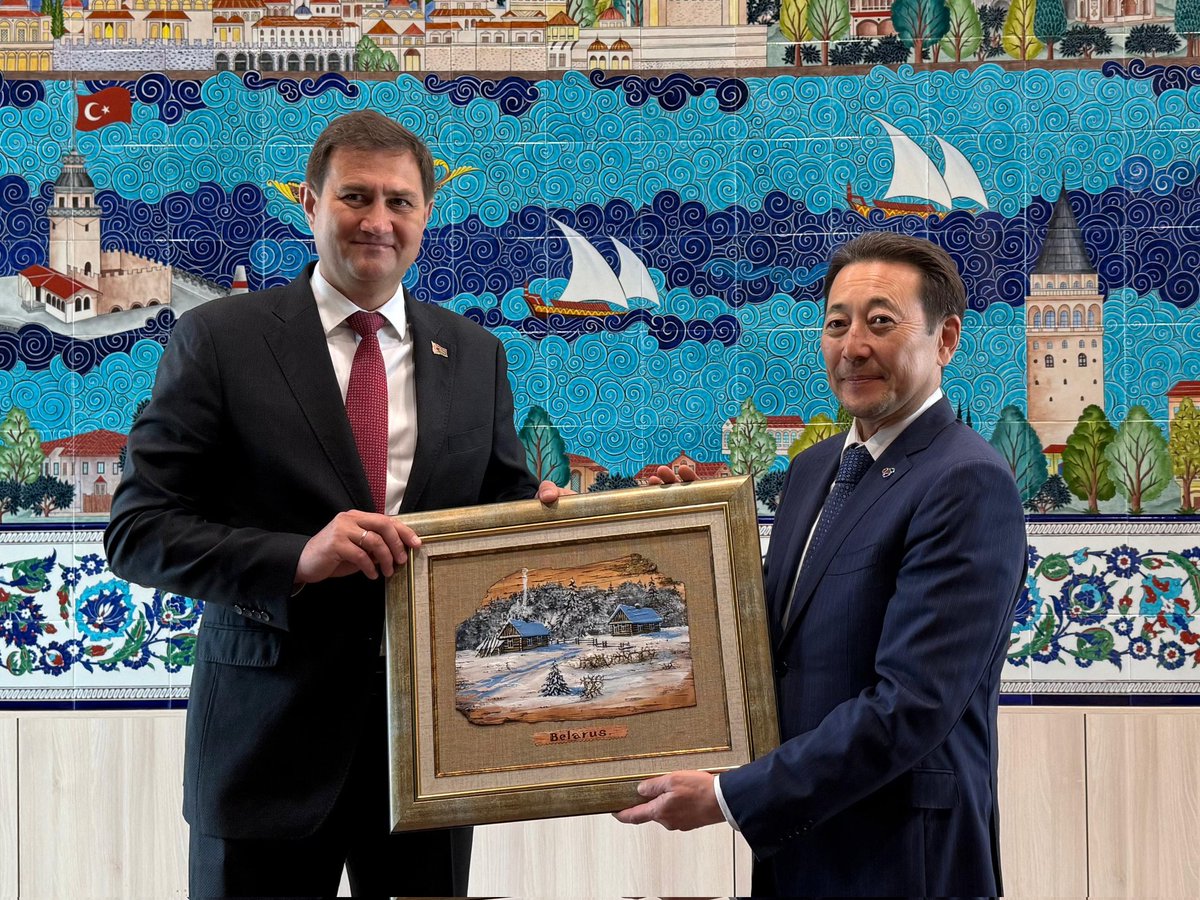 BelarusEmbKz's tweet photo. 28 мая 2026 года Министр иностранных дел Республики Беларусь🇧🇾 Максим Рыженков в рамках пребывания в Казахстане🇰🇿 для участия в Высшем Евразийском экономическом совете и Евразийском экономическом форуме встретился с Генеральным секретарем СВМДА Кайратом Сарыбай. https://t.co/EqYRPmlrrc