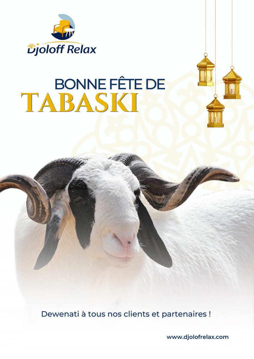 DjoloffD's tweet photo. 🌙✨ Eid Mubarak à tous ✨🌙

En cette période de partage, de paix et de bénédictions, toute l’équipe de Djoloff Relax vous souhaite une excellente fête de Tabaski remplie de joie, de santé et de bonheur auprès de vos proches 🤍

Merci pour votre confiance et votre fidélité. https://t.co/OQ7E11LT08