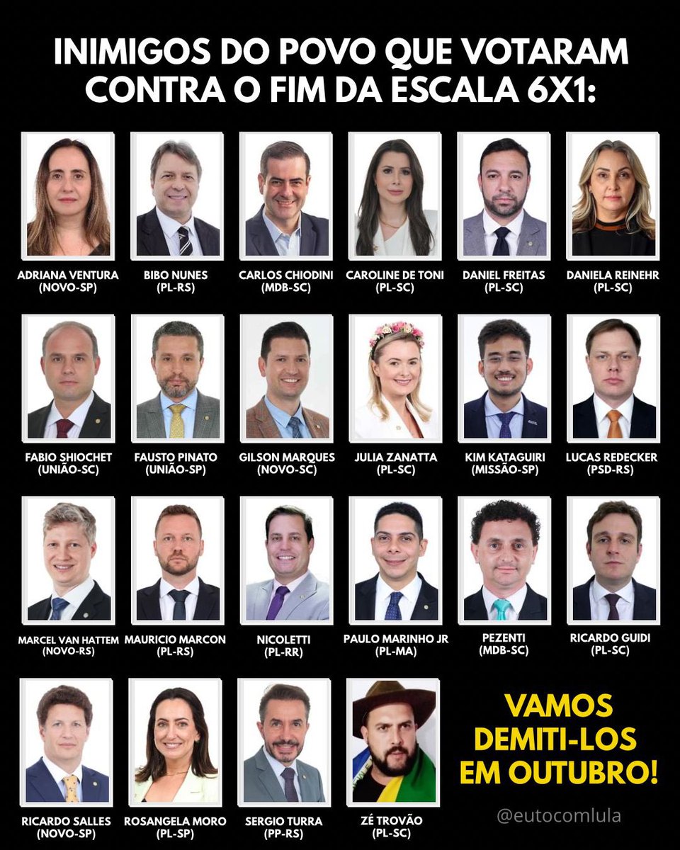 cacau3108's tweet photo. Bom dia meus amores!!!
Bora espalhar sem dó esses deputados vagabundos INIMIGOS DOS TRABALHADORES? Que nunca mais se elejam. https://t.co/POlasnzs5a