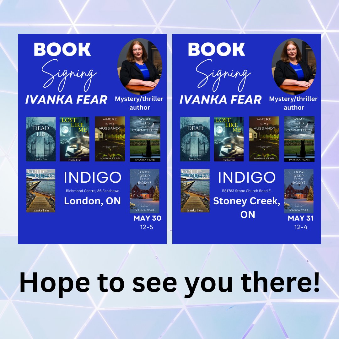 FearIvanka's tweet photo. Double the fun this weekend! #booksigning #authorevent #canadianauthor #londonontario #stoneycreekontario #indigobooks #booktok https://t.co/CEcP4XHJjW