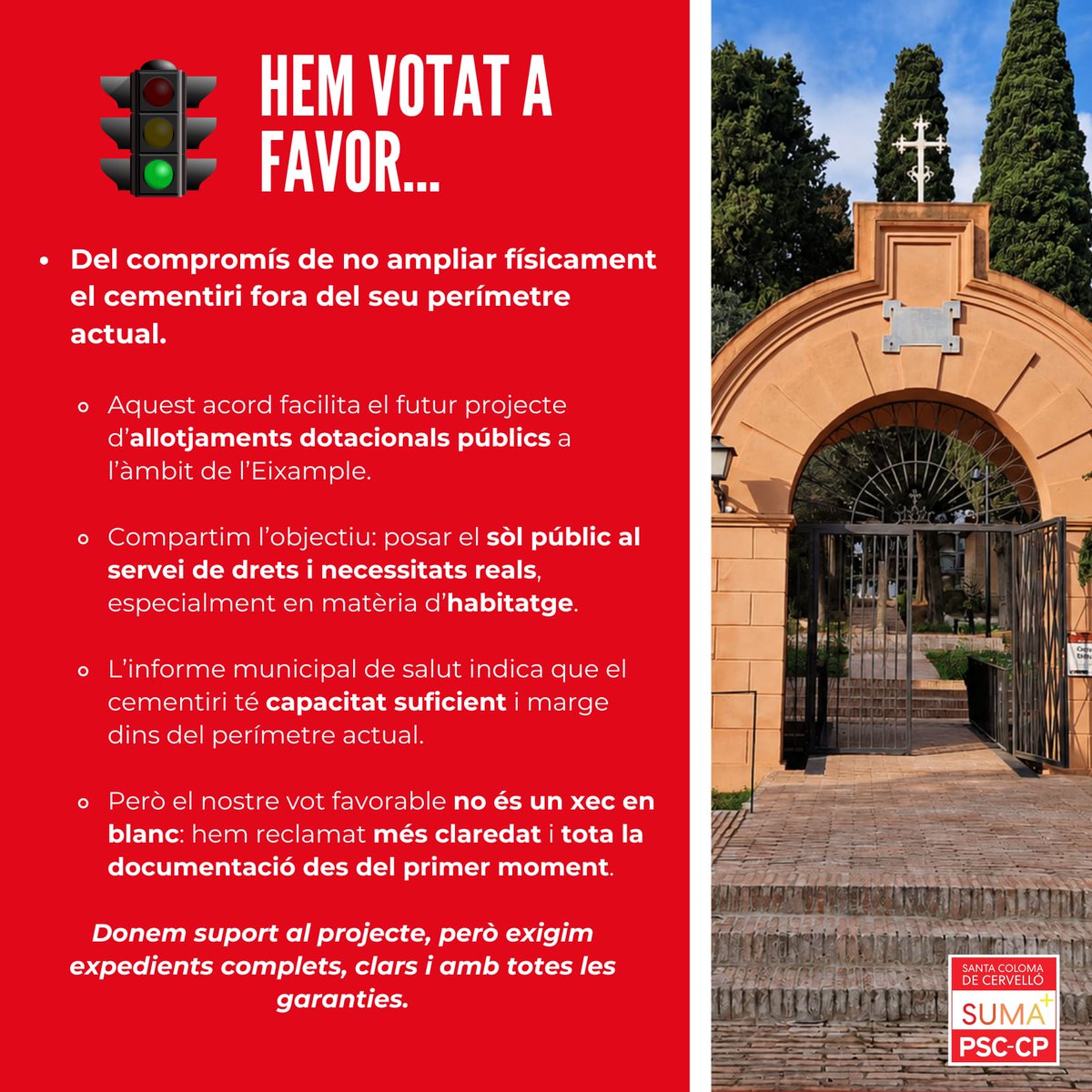 psccolomacerv's tweet photo. Hem votat a favor de mesures positives per al municipi: suport a la mobilitat dels joves, millor aprofitament del sòl públic, garanties sobre el cementiri i defensa de la justícia de proximitat.

A favor, sí. Però sempre amb rigor i garanties. https://t.co/TQdOUSeqZ1