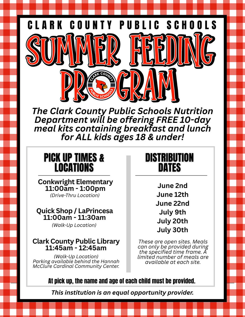 CCPSGoCards's tweet photo. We are keeping kids fueled all summer long! The first distribution date is Tuesday, June 2. #GoCards #GrowingGreatness https://t.co/hGmnzh726o