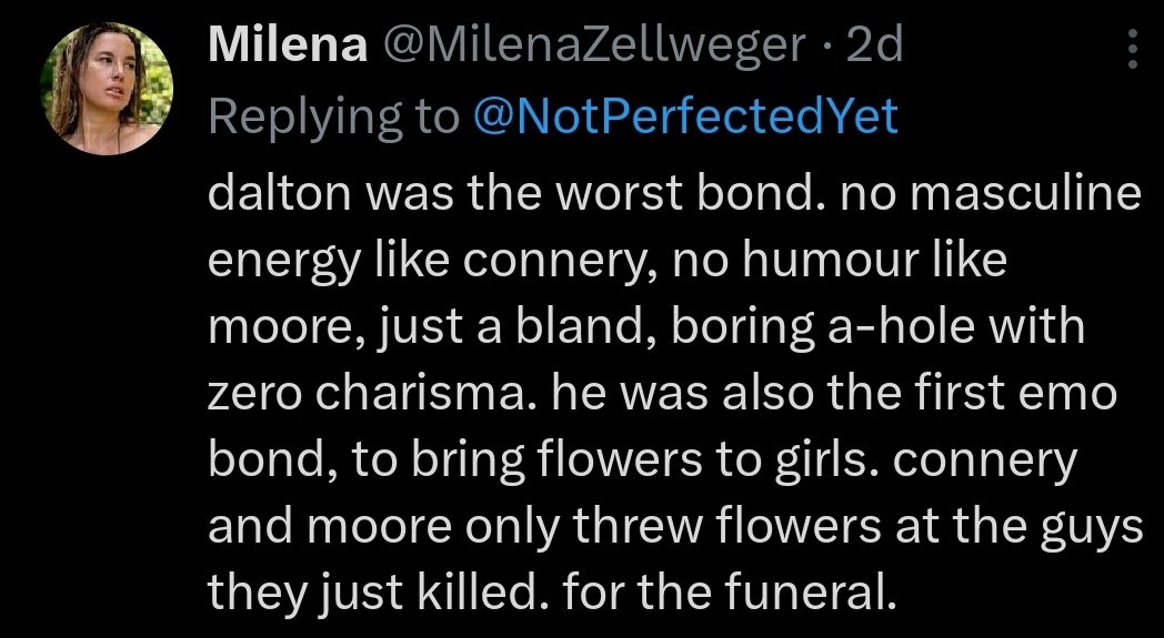 NotPerfectedYet's tweet photo. I first started my blog as a way to share my thoughts and ideas with James Bond fans for discussion and debate, helping me through a bad mental health spell.

I post less now as I'm bombarded by trolls telling me that my opinion means nothing as it's different than theirs. https://t.co/RLJUB5l0a4