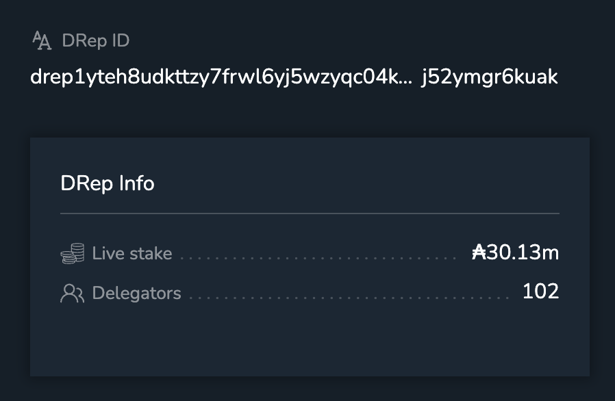 dori_coin's tweet photo. As of yesterday, the number of people delegating to me passed 102, giving me 30.13M ADA in voting power. 

I'm truly grateful to everyone who has delegated. The more delegators and stake I'm trusted with, the greater the responsibility I feel toward every governance vote.

As many of you know, I work as an actual engineer in this space, and I get to interact directly with a wide range of people, events, and technologies. Ethereum has become the de facto standard of the market, and on top of that ecosystem, from AI agents to STOs, RWAs, and stablecoins, I'm watching countless companies and institutions adopt blockchain fast and ship all kinds of services.

So I know this firsthand. $ETH, the various Layer 2s, and well-capitalized chains like $SOL are leading the market, and there are more opportunities there. And yet, the reason I serve as a Cardano DRep, speaking up and giving my time even at the cost of being disliked sometimes, is the unique position Cardano holds in this market.

From the network layer to governance, Cardano has things you won't find anywhere else in this market. And we know their value well. The market, on the other hand, still doesn't.

That's exactly why I see this as an opportunity. Cardano is deeply undervalued, because what everyone already knows is already priced in. As I've done so far, my most important role is to communicate Cardano's value to the market and help the ecosystem grow. 

Drawing on my experience and the environments I move in, I want to help more people truly understand and discover Cardano, both online and offline, and accelerate the moment when the fundamentals Cardano has built over the years finally shine.

Once again, thank you to everyone who has delegated to me. As a DRep, I'll keep sharing and exchanging ideas, and contributing to the growth of the ecosystem!