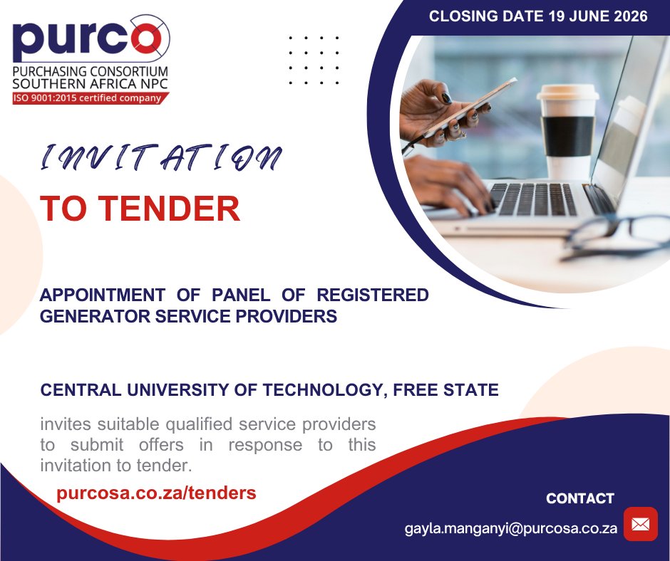 PURCOSA's tweet photo. NEW TENDER ADVERT #PURCOSATenders 

Link to the tender advert: https://t.co/BP7ysWvXtu

For more information, visit: https://t.co/ZMQhGj4ov5 https://t.co/2gR5yDDq8c
