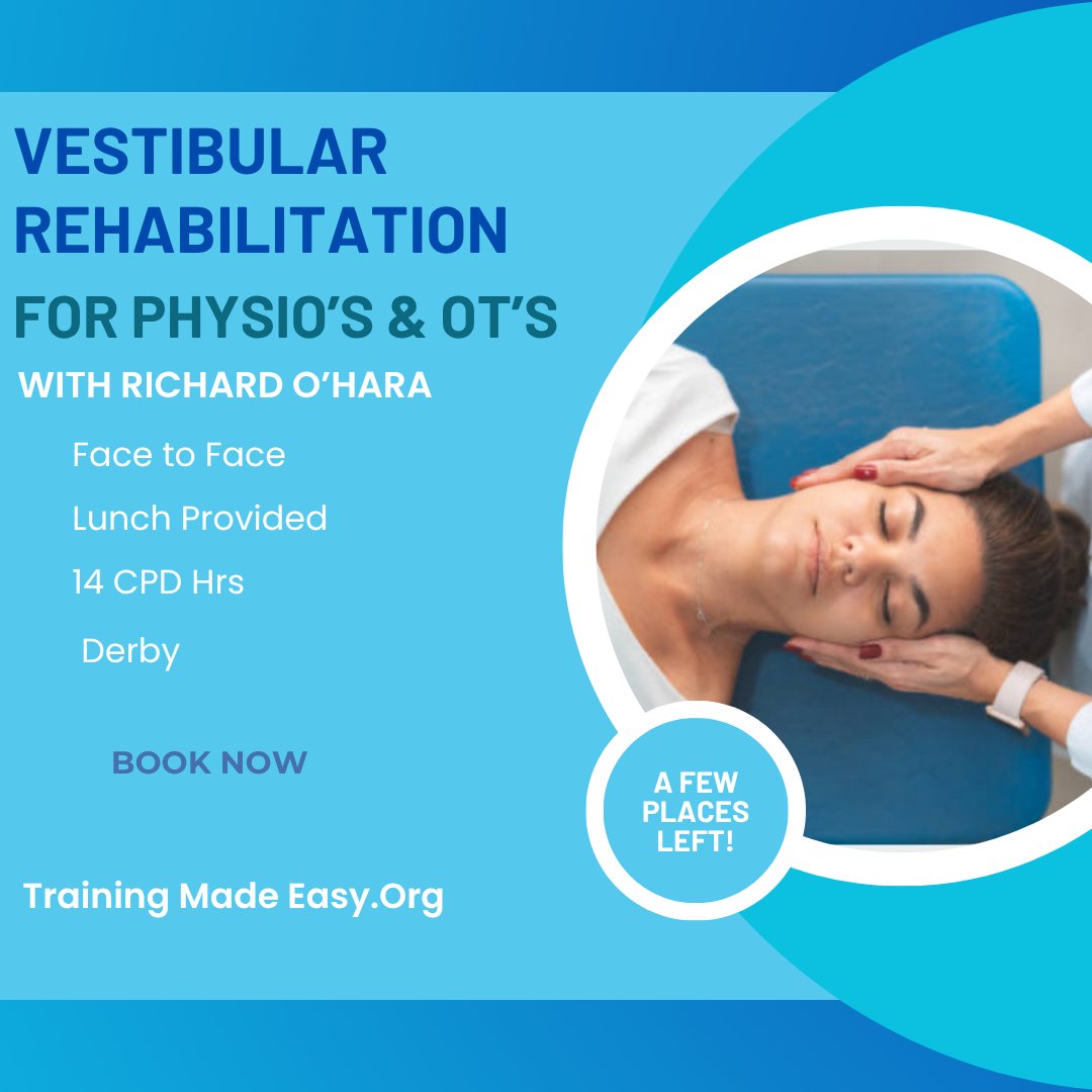 Trainingmadeasy's tweet photo. ONLY A FEW PLACES LEFT!

Our extremely popular Vestibular course on the 8th September is almost full.

Secure your place today!

cpd #physio #ot #cpdtraining https://t.co/sIsGTkH3Fz