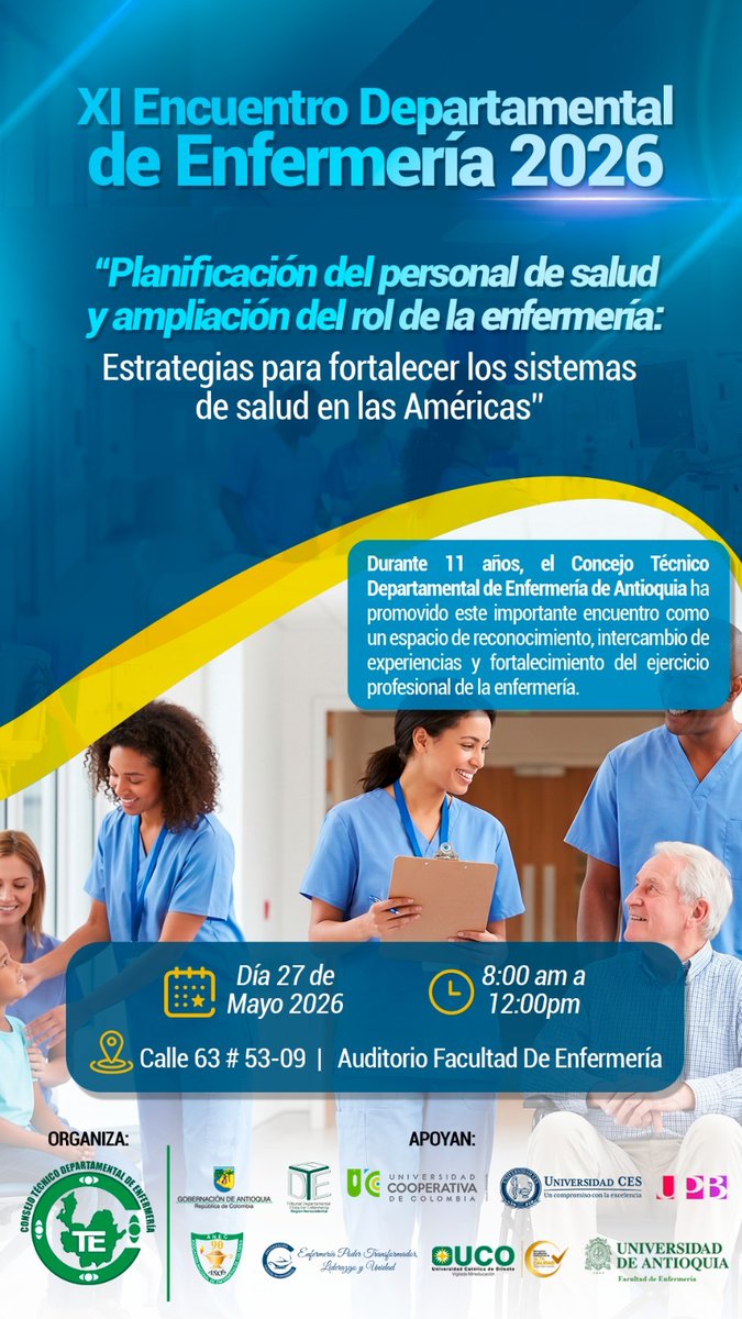 ACOFAEN's tweet photo. Liderazgo e impacto regional. 🇨🇴🩺 Nuestro presidente, el Dr. Wilson Cañon, presentó el saludo institucional de @ACOFAEN en la apertura del XI Encuentro Departamental de Enfermería de Antioquia, organizado por el CTDE de esta región. ¡Unidos por la profesión! https://t.co/O48L3mgmV9