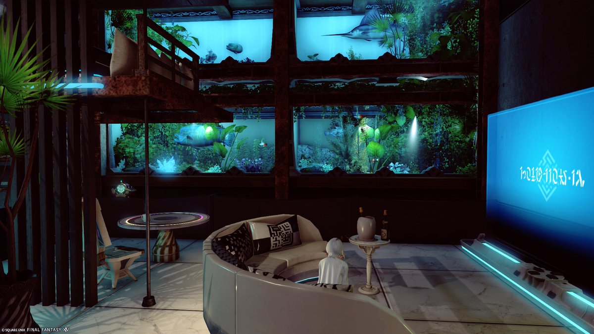 siestaFF's tweet photo. 新しい家具が使いたくて、アパルトを改装しました！大きなお魚、ずっと飼いたかったので満足🥰
#FF14ハウジング https://t.co/4FSaLp5LJx