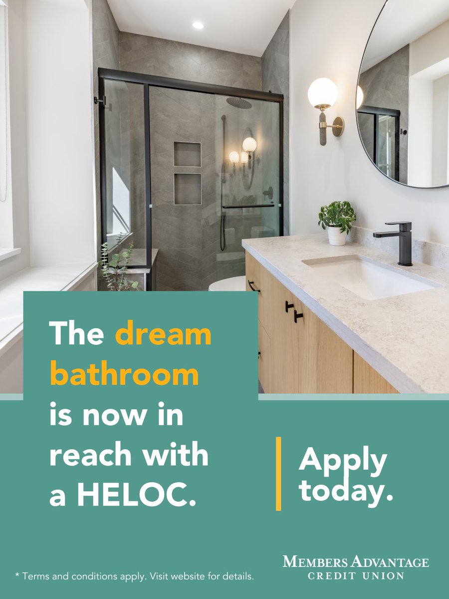 MACUIndiana219's tweet photo. Whether replacing outdated tile, adding better storage, upgrading fixtures, or finally creating the calm space, a HELOC from MACU can help make it happen.

Use your home’s equity to invest in the updates that make life better.

https://t.co/si5i2plp6l
#BathroomRenovation https://t.co/ffBJTtCXRA