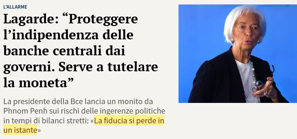 f_burla's tweet photo. Detto dal vertice di un'istituzione che da 15 anni sbaglia sistematicamente le previsioni di inflazione (a che punto diventa dolo?), con conseguenze esiziali sulla politica monetaria.
Da indipendenza a irresponsabilità è un attimo. https://t.co/uO57kFYQw6