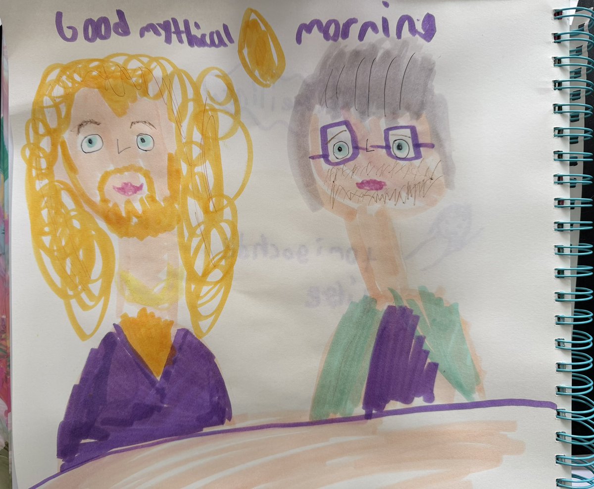 x_spookshowbaby's tweet photo. My 9 year old decided to draw @rhettmc  and @LinkNeal the other day and I’m obsessed with it 😭❤️ @Mythical https://t.co/neDLG0eTVW