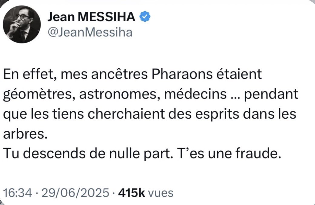 vod78hp's tweet photo. @ImpactMediaFR Hossam Botros, descendant de Toutânkagnotte, est un Français de papyrus. https://t.co/Sfewo0pkvM