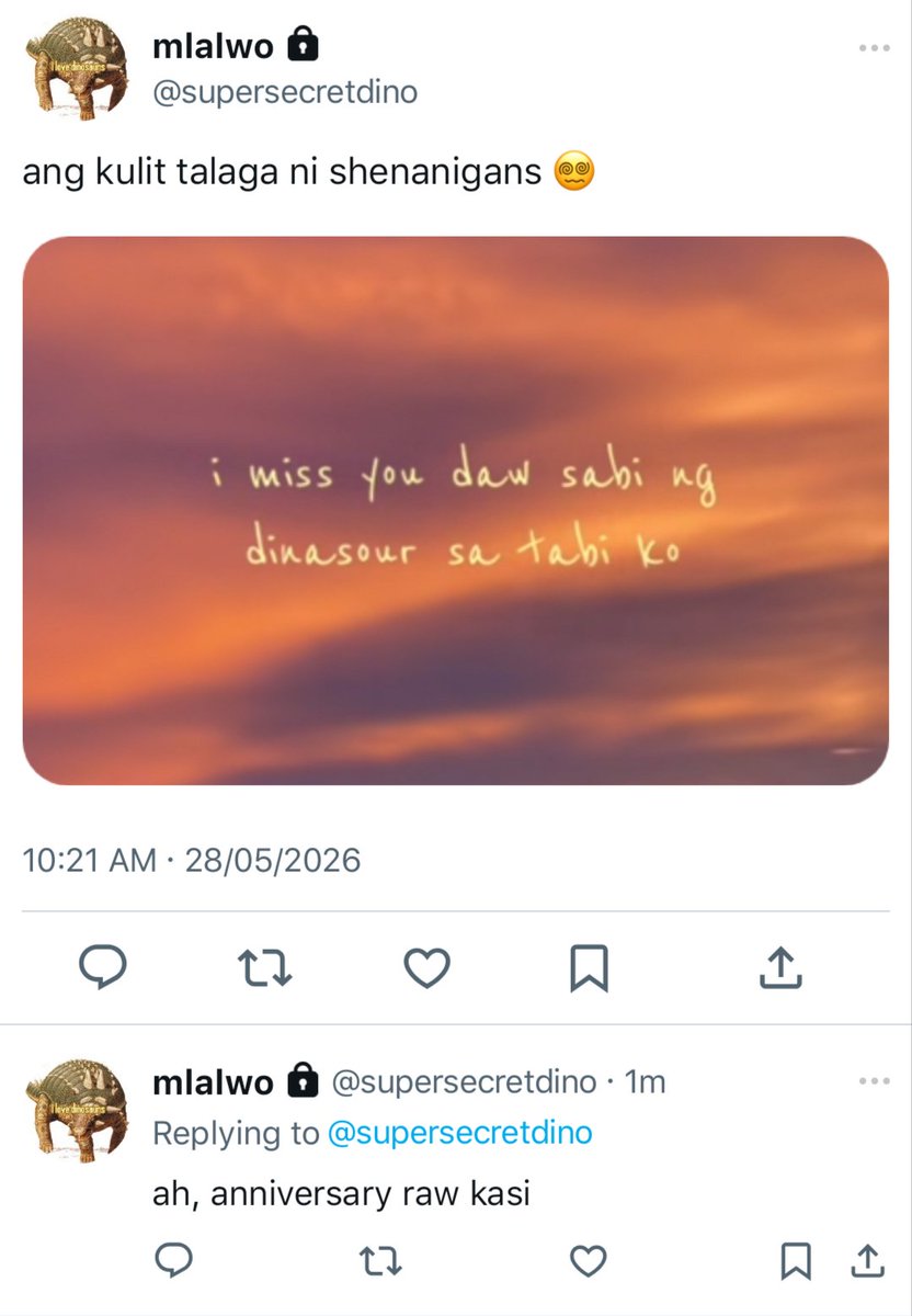 pop_jsupreme's tweet photo. ΰΈ
Λβ°ΛΰΈ
βYou said dinosaurs didnβt see it coming, and you were right.β
β°ββ€ a short #mikshee au where in it would've been maegan (π¦) and sheila's (π°) fifth year together. instead, it's been a year since everything ended. https://t.co/LzdqFC2yUz