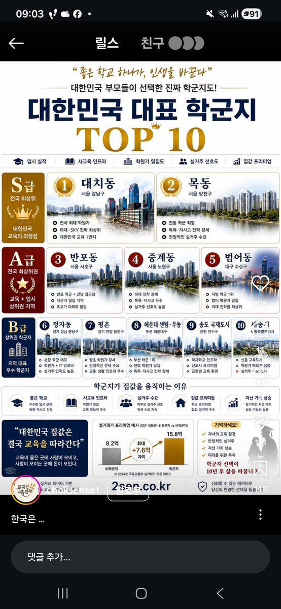 mudaebbo's tweet photo. 대한민국 대표 학군지 top10 https://t.co/rrwbsvzgHu