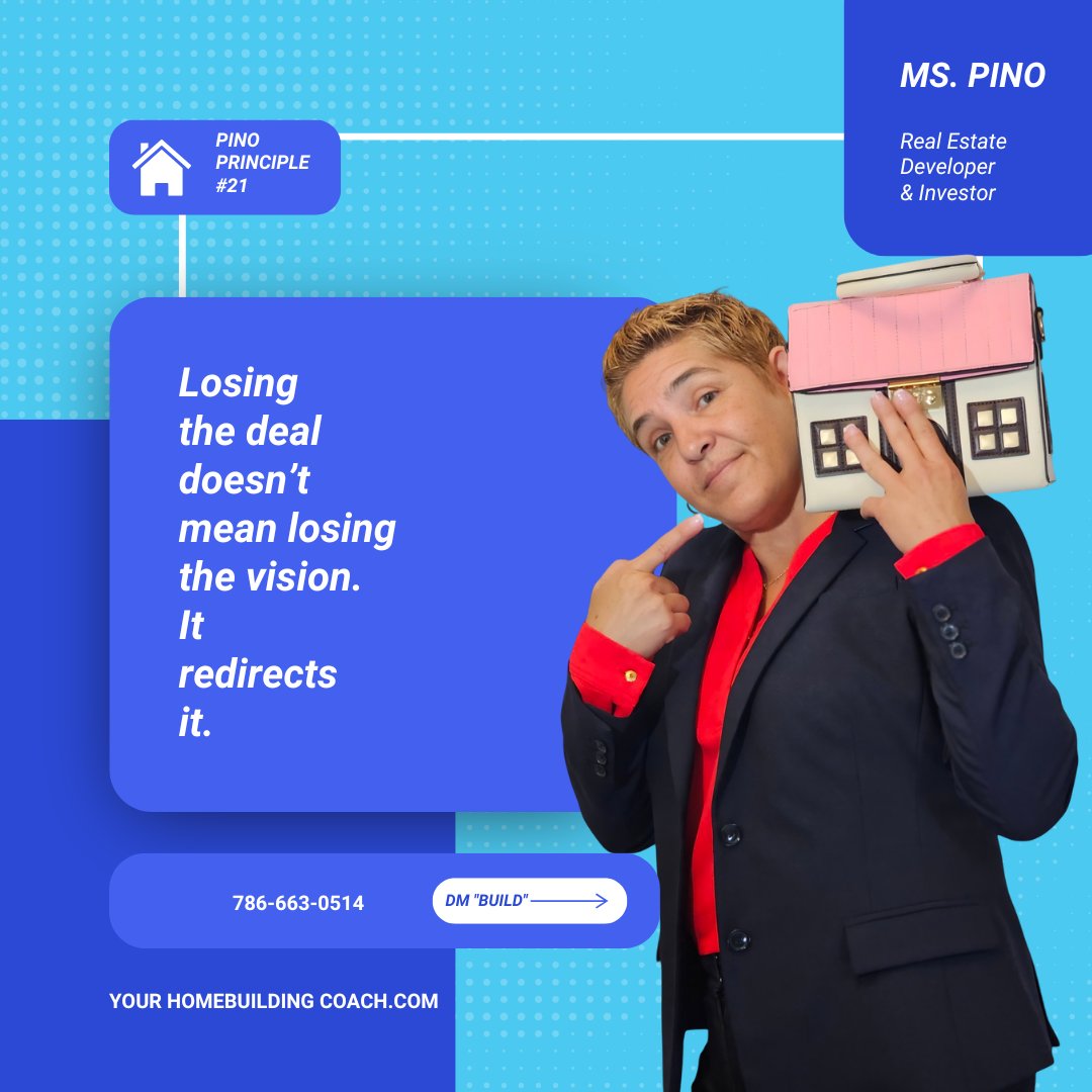 mspinolive's tweet photo. 🌲 PINO Principle #21🌲

Losing the deal doesn’t mean losing the vision.
It redirects it.

#PINOPrinciples #HomeBuilding #RealEstateStrategy #MsPinoViamarHomes https://t.co/hHrP7BmZEd