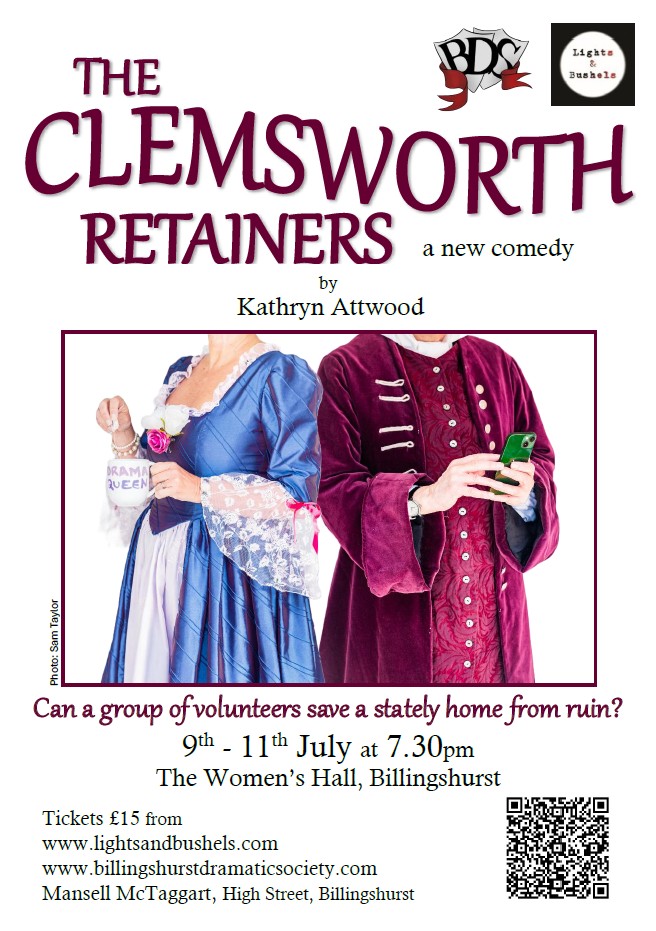 BillingshurstPC's tweet photo. Coming up from 9th - 11th July at the Women's Hall, Billingshurst, the excellent @BilliDramaSoc will be performing their new comedy The Clemsworth Retainers.

Full details of times, dates and where you can purchase tickets can be found on the attached poster 😊 https://t.co/GrSGkW0ekh