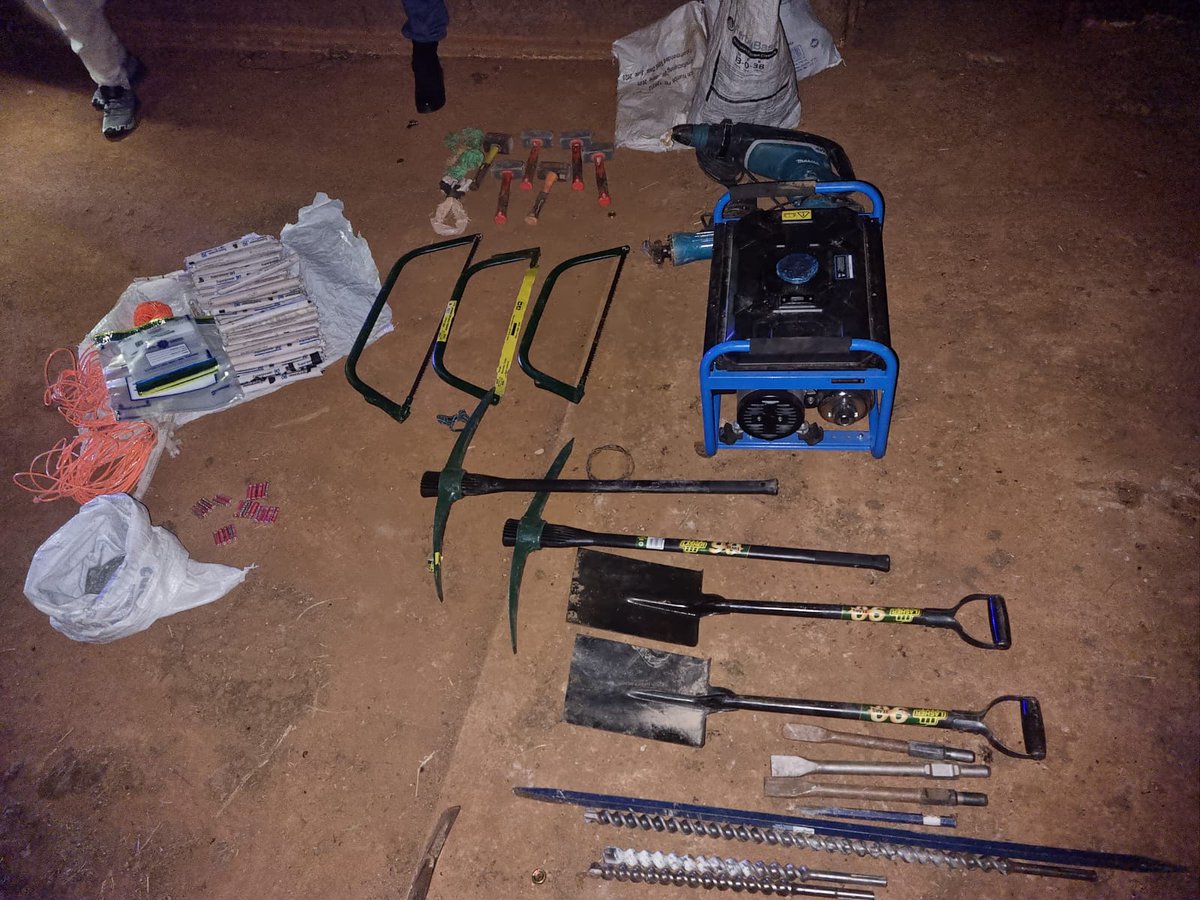 SAPoliceService's tweet photo. #sapsKZN [12 SUSPECTS ARRESTED FOR UNLAWFUL POSSESSION OF EXPLOSIVES] On Wednesday, 27 May 2026, a sting operation conducted by Provincial Crime Intelligence, Vryheid K9, as well as the Vryheid Crime Prevention Unit, resulted in the arrest of twelve suspects for unlawful possession of explosives, illegal mining, as well as contravention of the Immigration Act. The suspects were arrested whilst purifying gold-bearing materials at a farm.

The arrested suspects will appear before the Vryhied Magistrate's Court on Friday, 29 May 2026. ML