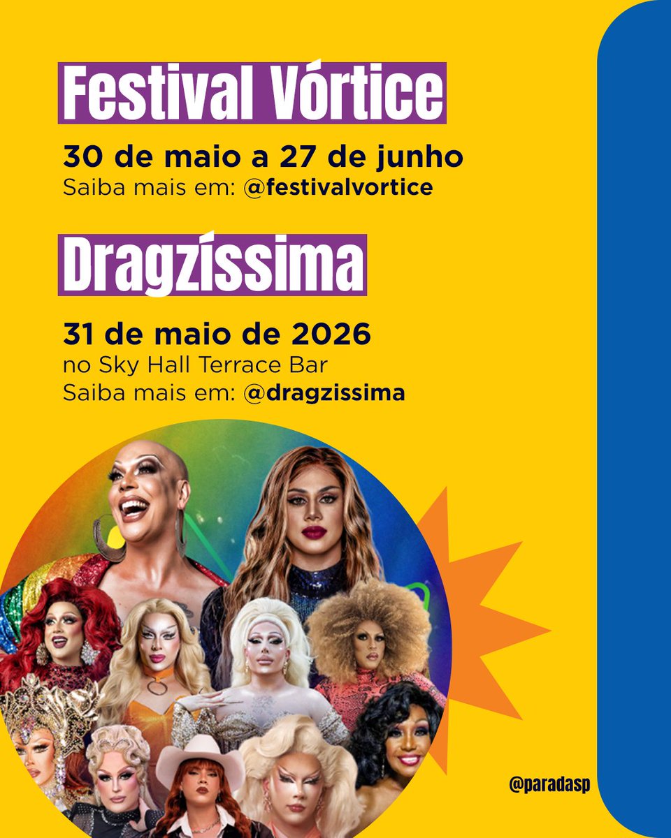 paradasp's tweet photo. O Mês do Orgulho ocupa São Paulo inteira!
Festas, teatro, festivais, exposições e encontros LGBT+ acontecem ao longo de junho pela cidade. Confira alguns eventos da programação cultural e vem viver esse mês com a gente. 🏳️‍🌈 https://t.co/aLA6wi8BHY