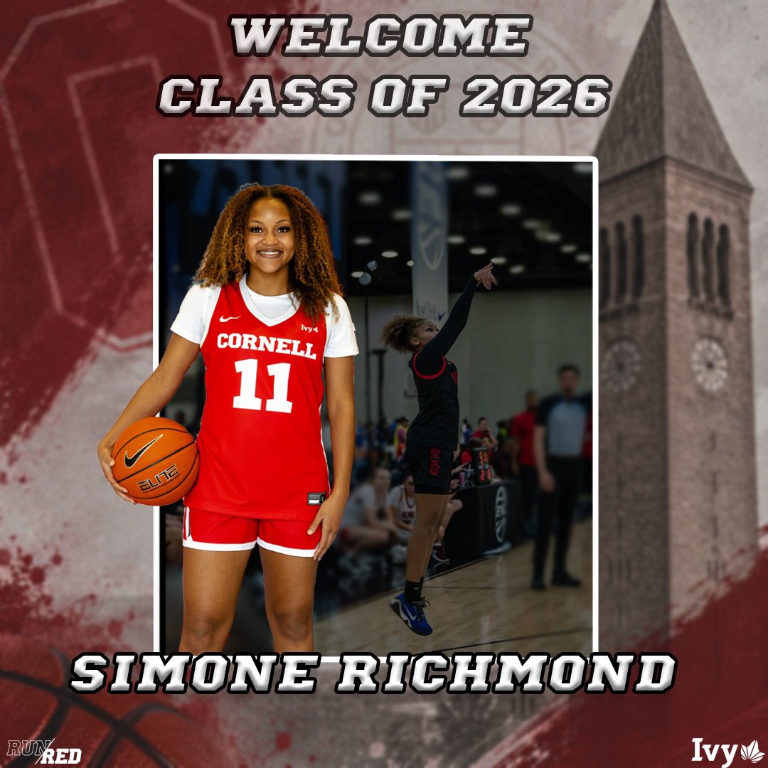 CornellWBB's tweet photo. Next up in the class of 2026 is Simone Richmond!

Simone is a guard from Allen, Texas. She will be enrolling in the School of Industrial Labor Relations majoring in Political Science.

#RunRed 🐻❤️🌿 https://t.co/VFaB7lKokW