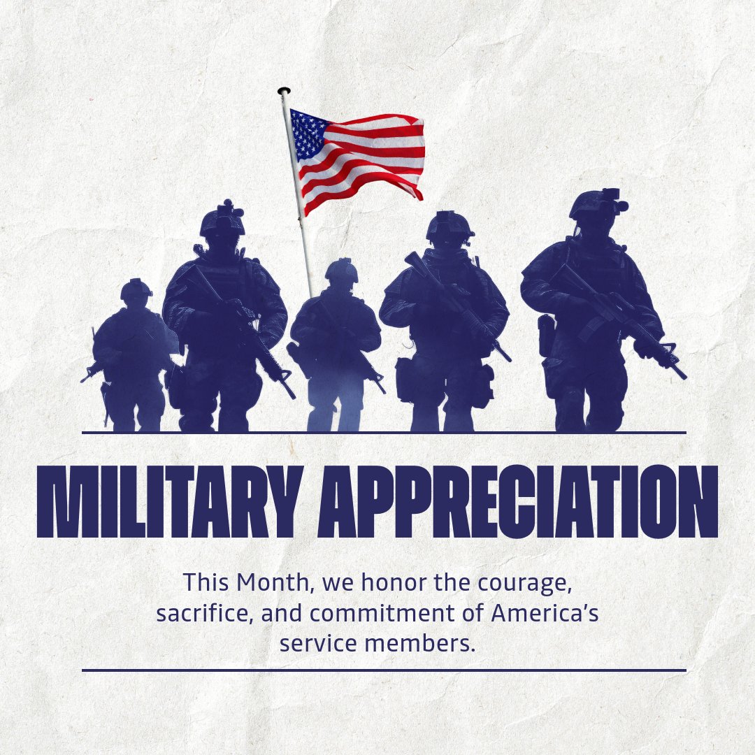 NickDiCeglie's tweet photo. This month, we honor the brave men and women who serve our nation in uniform. 

Their courage, sacrifice, and commitment protect the freedoms we enjoy every day. We are also grateful for the military families who serve right alongside them. 

#MilitaryAppreciationMonth https://t.co/2DpCmQNkro