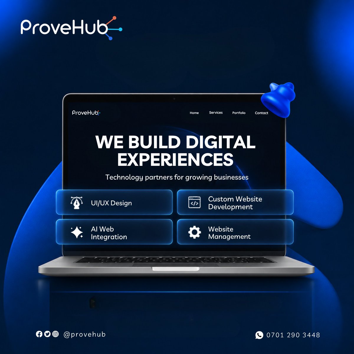 provehub's tweet photo. Build digital experiences that actually scale. 

ProveHub is the technology partner your growing business needs to stay ahead.

Let's build your future. 
📞0701 290 3448 
#Tech #WebDesign #UIUX #ProveHub #AI #BusinessDevelopment #ModernAesthetic https://t.co/4gCvrFWlkD