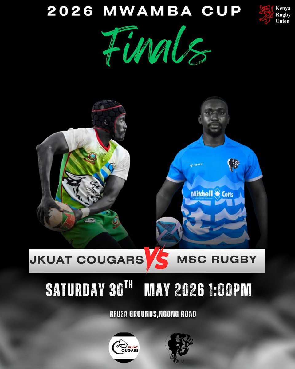 jkuatcougars's tweet photo. It’s another chance to defend the Mwamba cup this Saturday as we take on @MombasaRugby at the RFUEA grounds. The boys will be looking to wrap up the 15s season with silverware &amp; we urge you to come out in large numbers and cheer the team on #rugbyke #cougarsrising https://t.co/52p0VHMtIG