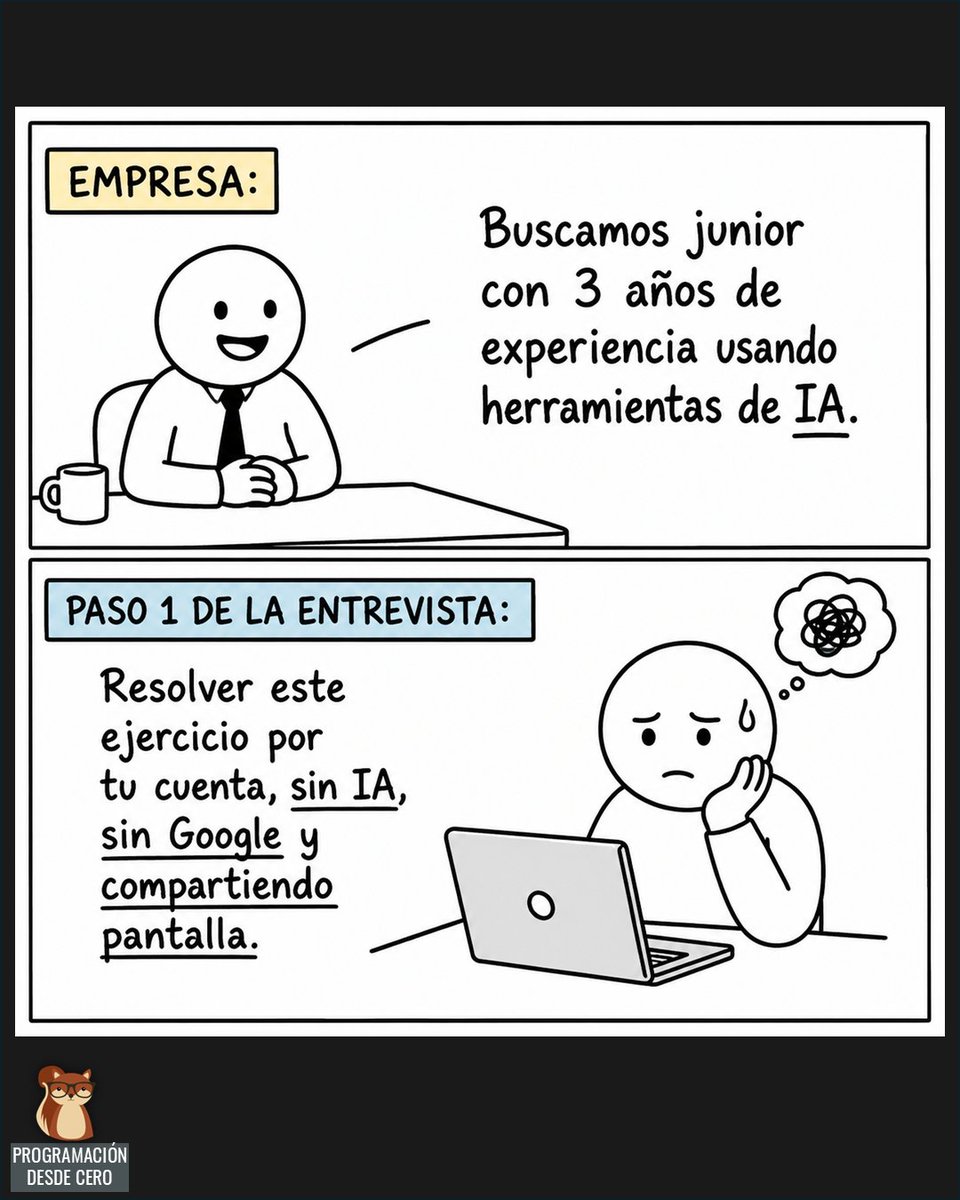 Programacion_0's tweet photo. La industria tech logró algo increíble: hacerte sentir atrasado usando IA… y culpable por usarla al mismo tiempo.

#programadores #developers #desarrolladores https://t.co/tUsH4fwuj8