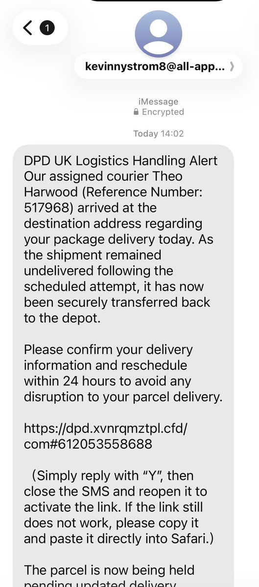 stumacgreg's tweet photo. @dpdassistuk can you confirm this is a scam and if so warn others https://t.co/rvGfj2JlTX