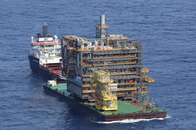 Shipguru's tweet photo. #aerialphotography of the #offshoretugsupplyship #SEA_EVERTSEN #towing #flattopbarge #RANBARGE1 #loaded with #bourifield #gasrecoverymodule #offshoremalta - 14.05.2026 - https://t.co/nfgboxc3g3 - NO PHOTOS can be used or manipulated without our permission @worldshipsoc https://t.co/6NDwAW4dxa