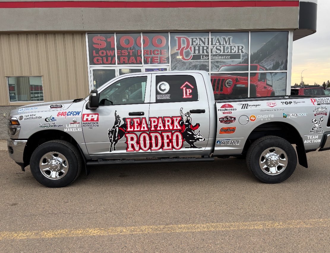rodeo_lea's tweet photo. Make sure you get your truck tickets on this beauty!!! ONLY 1600 TICKETS SOLD!!! 2026 Ram 3/4 ton. Only a week left until we kick off the 71st Lea Park Rodeo. Dm or call or text 780-870-0397 https://t.co/wNyGovhrtf