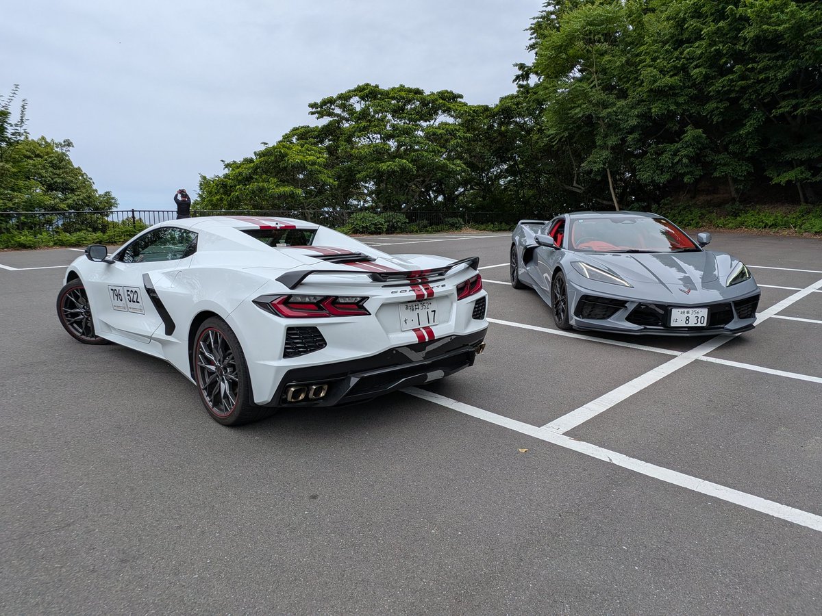 THirase3's tweet photo. 今日は岐阜から来てくれた友人とC8コルベット2台で三方五湖レインボーラインを楽しみました‼️😀
Today, I went for a drive along the Mikata Five Lakes Rainbow Line with a friend who came all the way from Gifu in his Corvette‼️😀. https://t.co/FsnSDFsf2x