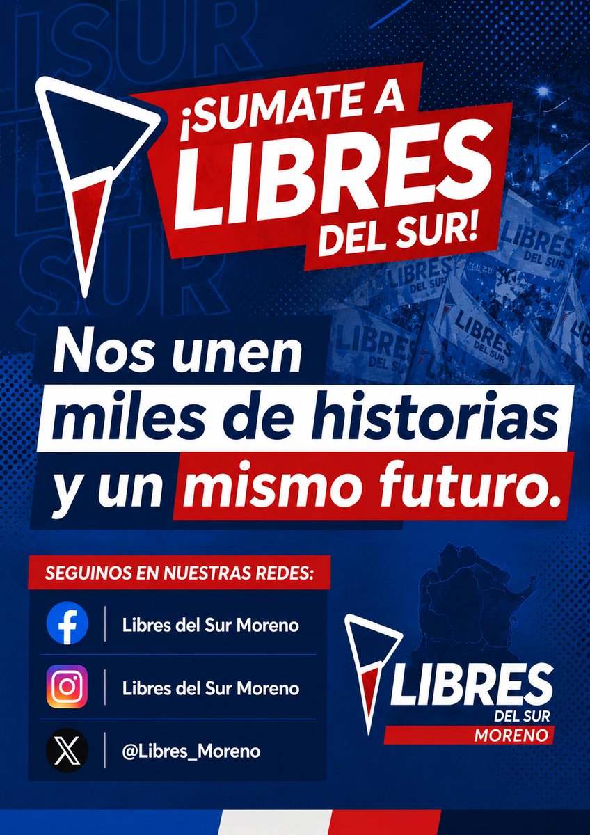 Libres_Moreno's tweet photo. Nos unen miles de historias y un mismo futuro.
En Libres del Sur Moreno, las historias de cada vecino/a son el motor de nuestro compromiso. ¡Sumate, participá y construyamos juntos el cambio que queremos! ✊
Seguinos en nuestras redes:
#LibresDelSur #Moreno https://t.co/HRec5w6k18