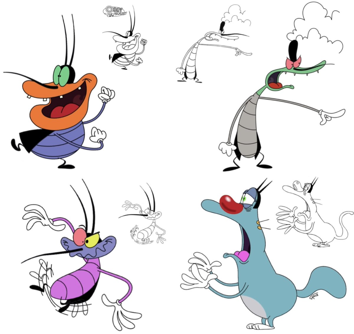 ConnorM49914790's tweet photo. Redraws of what I assume is early Oggy stock art https://t.co/qXlyfE5TRr