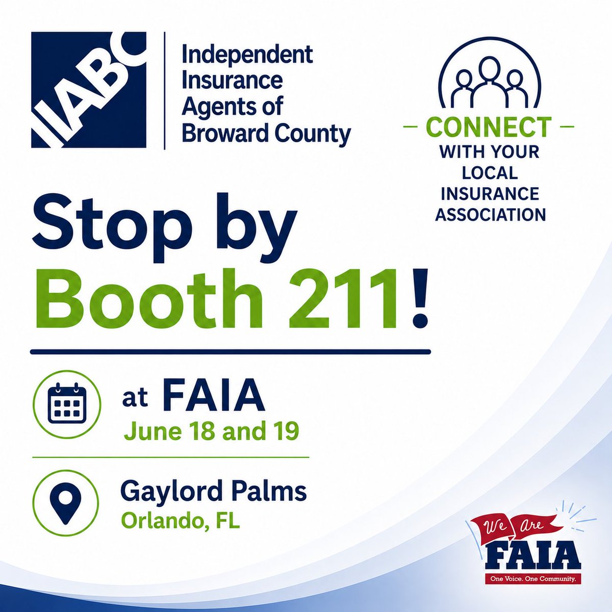 IIABC's tweet photo. We’re excited to be at FAIA 2026!

Stop by Booth 211 on June 18 and 19 to connect with team members from local associations across the state. Looking forward to seeing everyone there! https://t.co/1IvGZfyKd5