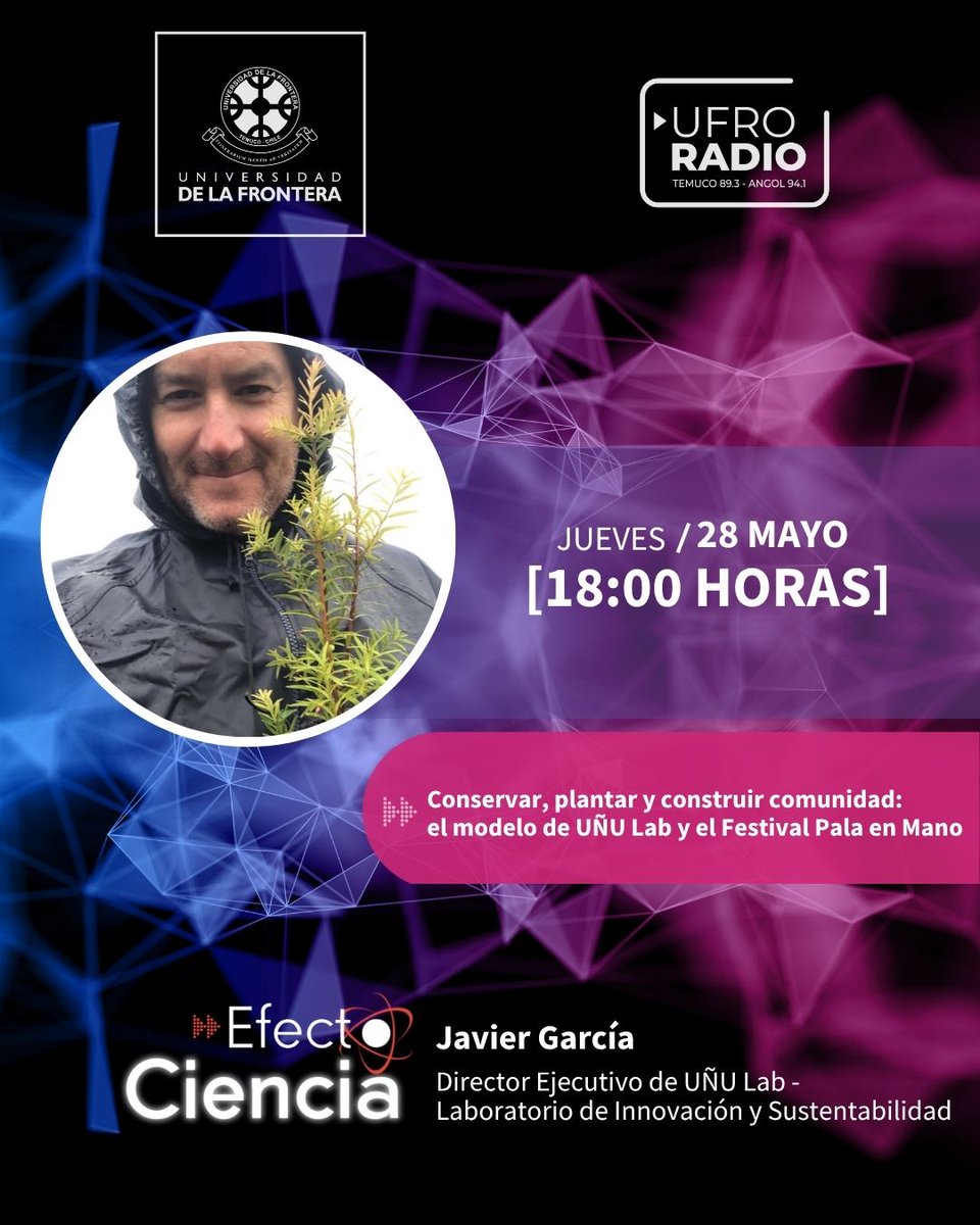 EfectoCiencia's tweet photo. ¡Hoy dos tremendos invitados! 
- Javier García nos cuenta sobre el modelo de UÑU Lab y el Festival Pala en Mano.
- El Dr. Juan Carlos Ramírez analiza las "Polémicas de ciencia".
Sintoniza en https://t.co/xpnhcpWSzz o en el canal de YouTube de Ufromedios 
@UFrontera https://t.co/83pSCXfKHb