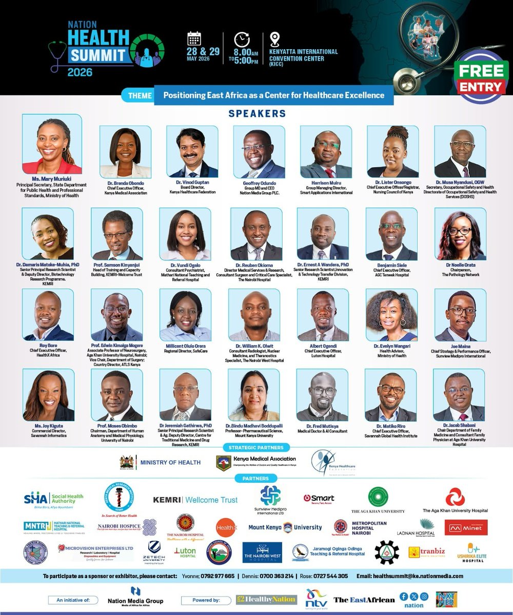 NCKenya's tweet photo. We are pleased to be part of the two-day Nation Health Summit 2026 at KICC, Nairobi. Visit the NCK exhibition stand to learn more about scopes of practice, procedure manuals, internship guidelines, and other regulatory information. https://t.co/BVRsnydN32