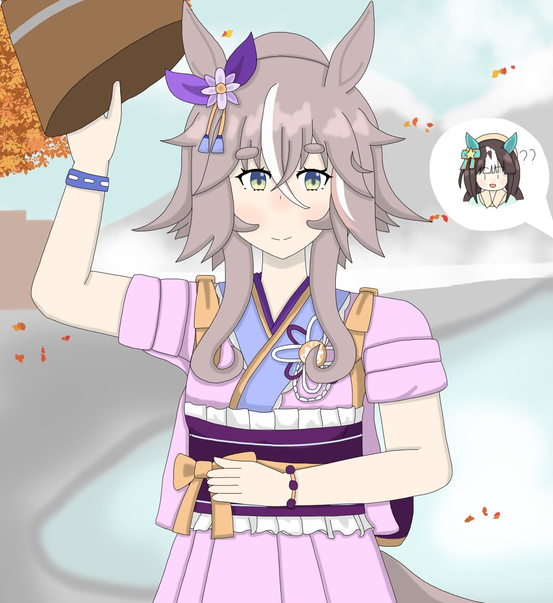 Bewanawi742's tweet photo. Wonder acute♨️

#ワンダーアキュート
#ウマ娘

Tarumae: Is that acute? What is she doing here? https://t.co/J2INWJD0dS