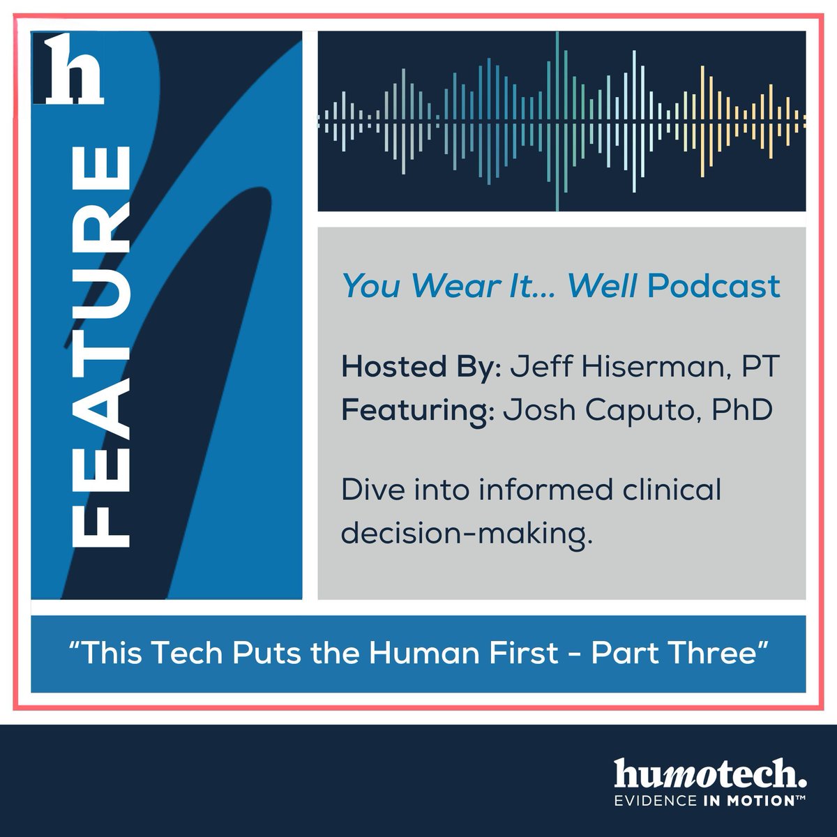 humotech's tweet photo. 🎙️ #YouWearItWell — "This Tech Puts the Human First, Part Three"

Jeff Hiserman talks with Josh about Humotech’s #Caplex® platform and how data can better inform #ClinicalDecisionMaking.

https://t.co/TtuOm3RR5h

Stay tuned for the final installment next week. https://t.co/8W9v7ajsF5