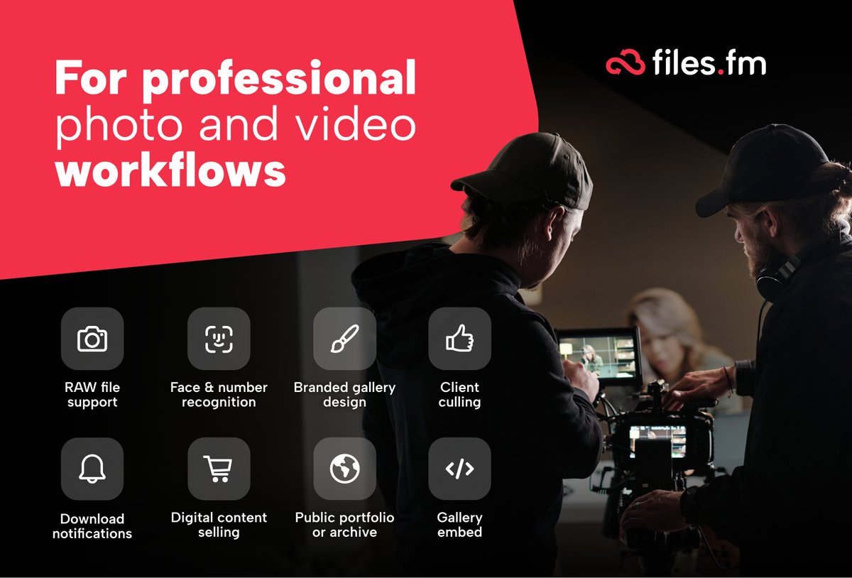 files_fm's tweet photo. Whether you work solo or as part of a team, https://t.co/2noF1PaETi helps you work with photo and video files faster and more efficiently.

Use tools that make your everyday workflow easier:
Securely store and preview RAW files
Simplify photo selection and the next steps in editing
Create beautiful, professional galleries
Find and organize the right photos faster with AI tools
Sell photos, videos, and other digital content
Create a public content page for your portfolio or archive
Embed galleries on your website
Get notifications when files are viewed or downloaded

Learn more: https://t.co/cJdKtUMW5b