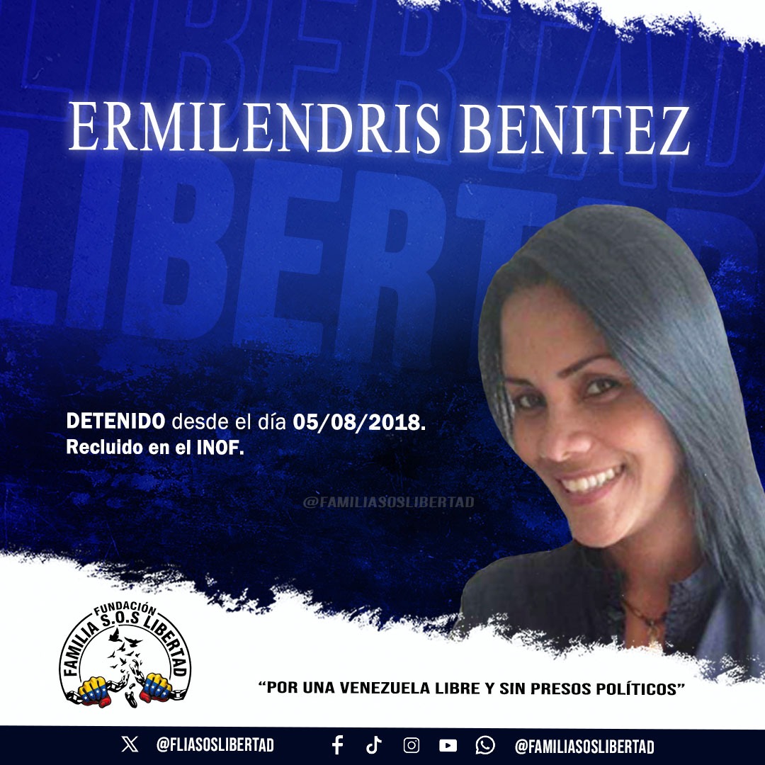 FranklinCalderC's tweet photo. ¿Cómo puede una comerciante independiente terminar pagando una condena de 30 años de prisión sin una sola prueba en su contra? El caso de Emirlendris Benítez expone la naturaleza más cruel de la persecución y el ensañamiento judicial en Venezuela. En agosto de 2018, esta madre y vendedora larense viajaba en un vehículo por motivos personales cuando fue arrestada sin orden judicial, sin ningún tipo de vinculación política, activismo ni evidencias técnicas que la incriminaran, el sistema de justicia la procesó en una causa fabricada y le dictó la pena máxima. El horror real ocurrió bajo custodia del Estado. Al momento de su captura, Emirlendris estaba en las primeras semanas de embarazo. Las brutales golpizas y torturas físicas sufridas durante los interrogatorios le provocaron un desgarrador aborto forzado. Las secuelas de estos tratos inhumanos destruyeron su salud por completo. Hoy en día, los severos daños acumulados la mantienen confinada a una silla de ruedas dentro del Instituto Nacional de Orientación Femenina (INOF). Su diagnóstico médico es crítico: padece de fibromialgia, crisis continuas de hipertensión y desmayos constantes, mientras su familia debe costear cada una de sus medicinas. A pesar de contar con medidas de protección internacional y órdenes de especialistas, las autoridades penitenciarias sabotean y bloquean sistemáticamente sus traslados hospitalarios urgentes. El ensañamiento no se detiene: el Estado ha llegado a utilizar fotos familiares antiguas de ella en canales públicos para maquillar su grave estado, una tortura psicológica directa hacia sus seres queridos. Mantener a una mujer inocente, enferma y en silla de ruedas tras las rejas es una ejecución en cámara lenta que no se puede tolerar.
No más!!!

"Por una Venezuela Libre y Sin Presos Políticos"

@CorteIDH
@volker_turk
@FliaSOSLibertad
@SugledGF
#LibertadParaEmirlendrisBenítez #LibertadParaLosPresosPolíticos
